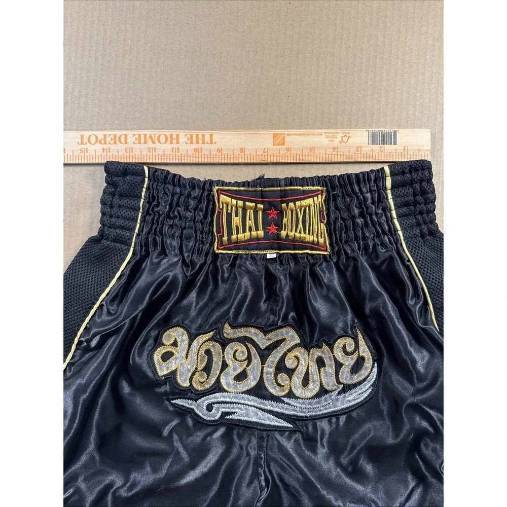 Thai Boxing Shorts Mens XL Muay Thai Kickboxing Satin Fight Training Trunks